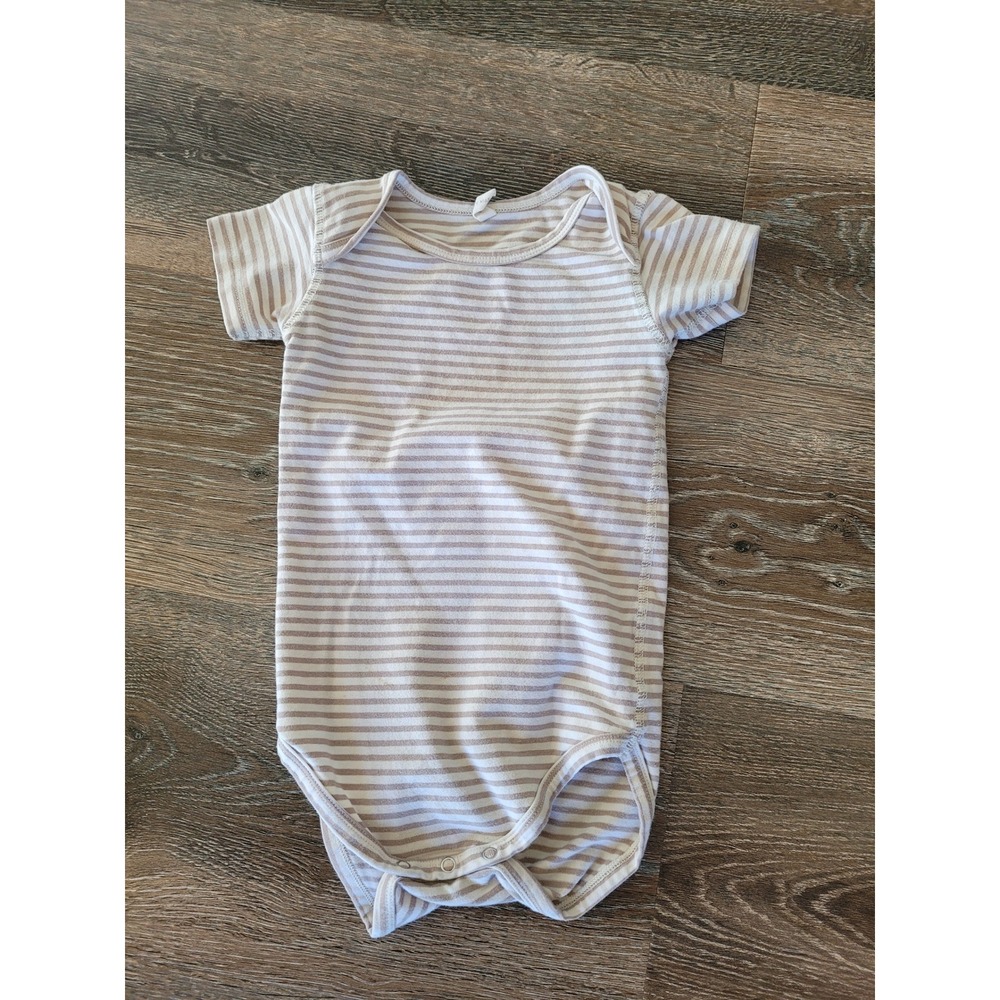 Quincy Mae Striped Bodysuit Short Sleeve Neutral Baby Onesie 18-24 Months #9
